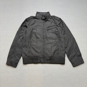 Bossini Bomber Jacket Men's XL Black Athletic Moto Utility Military Windbreaker